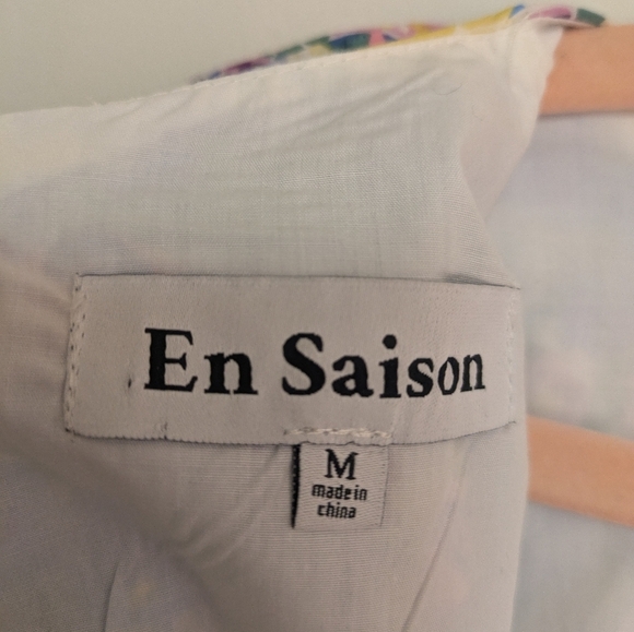 En Saison Puff Sleeve Floral Midi Dress Size Medium Cotton - Picture 14 of 17